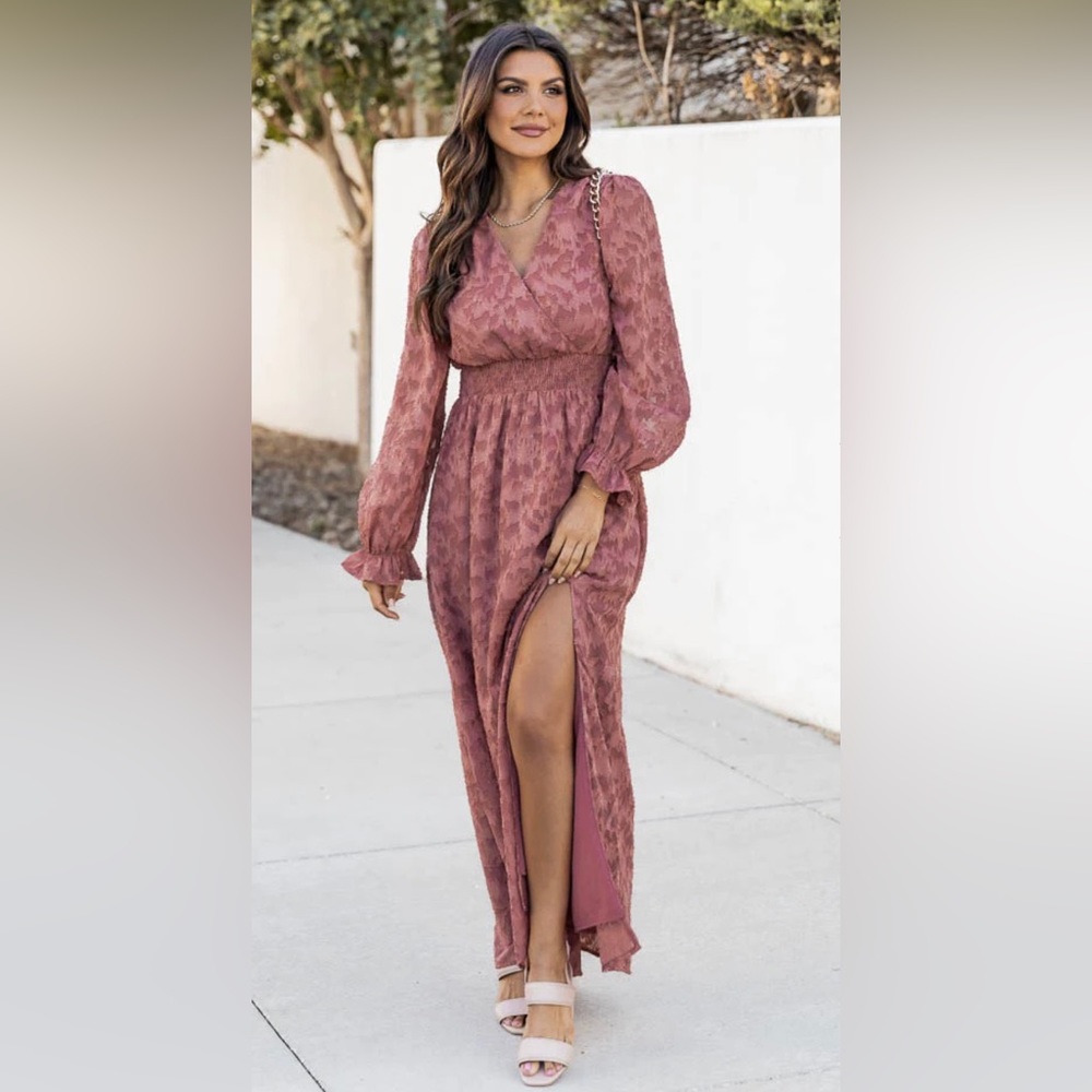 Mauve Textured Maxi Dress